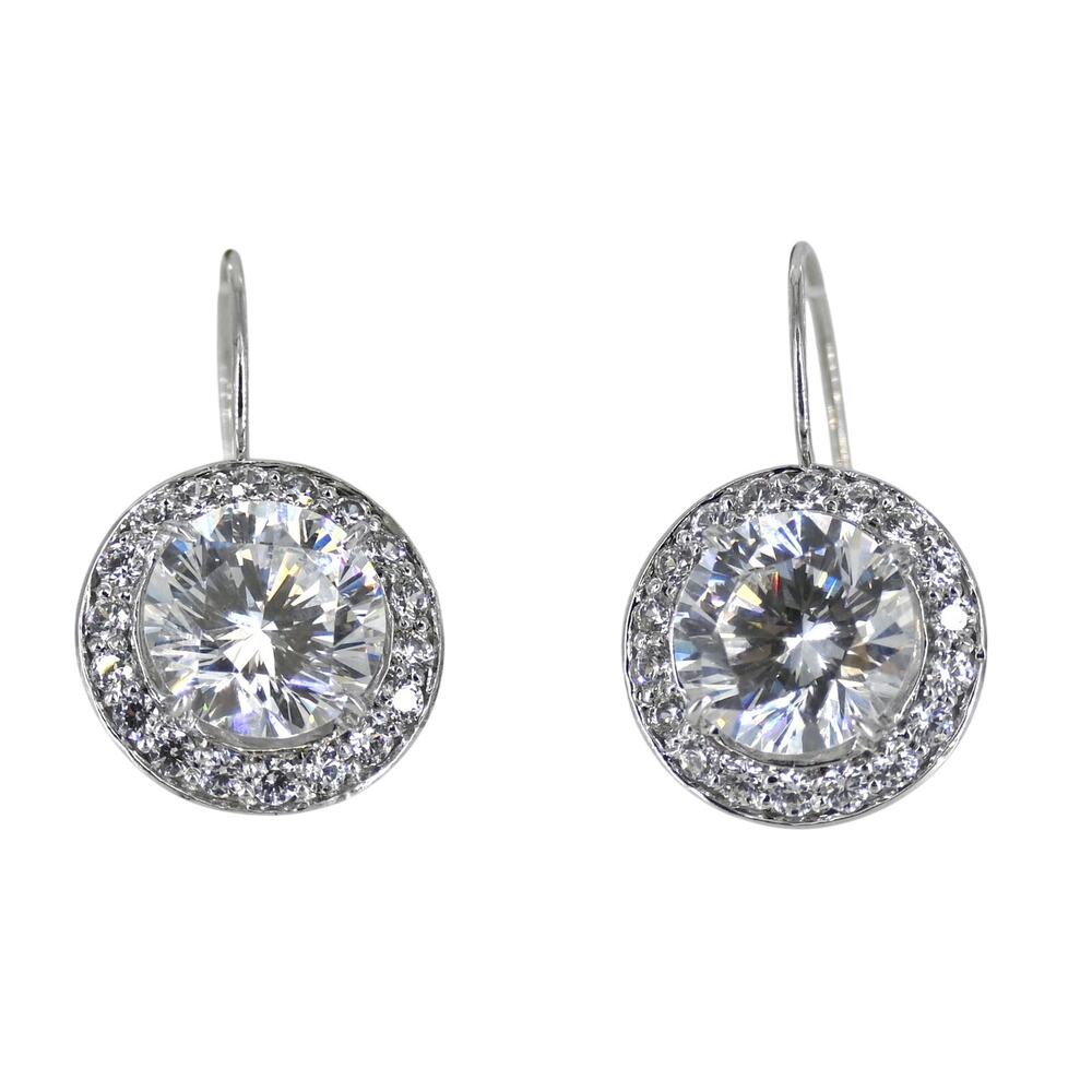 Fantasia by DeSerio Round Cubic Zirconia Elegant Drop Earrings With Box - Picture 3 of 11